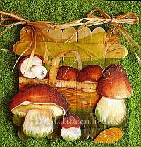 Herbstbasteln - Champignons Holzspatel Bild