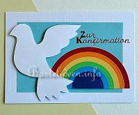 Konfirmationskarte mit Regenbogen und Taube