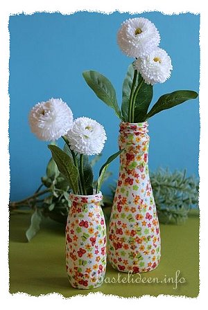 Recyclingbasteln - Vasen aus Trinkjoghurtflaschen oder Sahneflaschen 