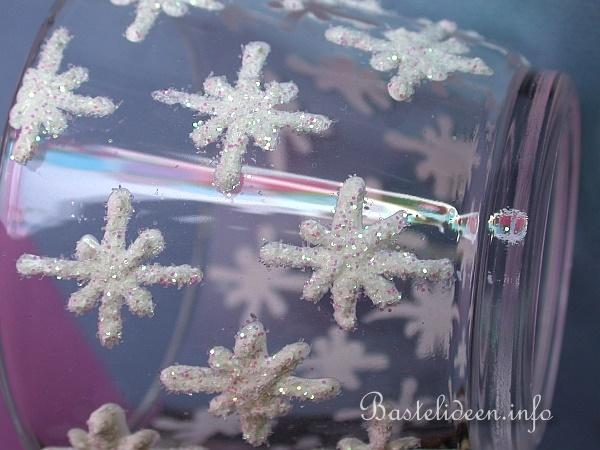 Schneeflocken Teelichtglas - Detail