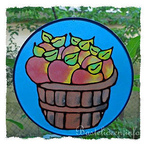 Seidenmalerei - Apfelkorb Fensterbild