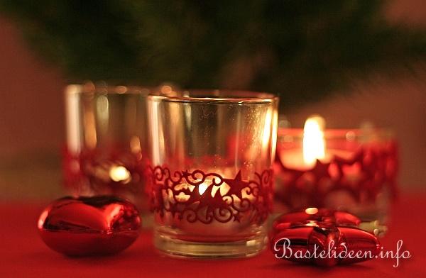 Teelichtglas mit Weihnachts-Filzband 1