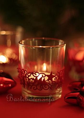 Teelichtglas mit Weihnachts-Filzband 2