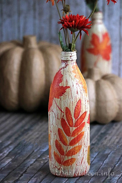 Upcycling Bastelidee - Herbstliche Vase