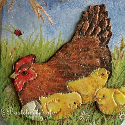 Wanddekoration für Ostern - Henne und Küken - Detail
