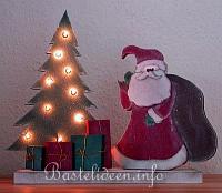 Weihnachten - Holzbasteln - Laubsägearbeit - Weihnachtsmann mit Weihnachtsbaum