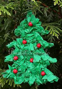 Weihnachtsbasteln - Christbaum Anhänger mit Papier Tannenbaum