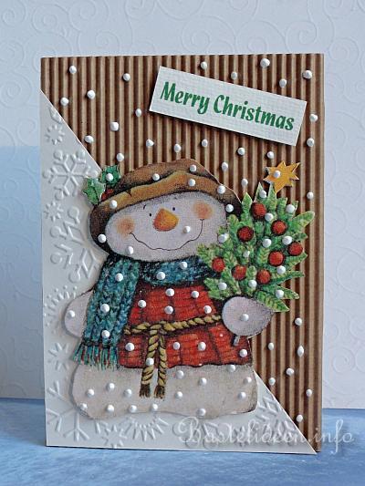 Weihnachtsbasteln - Weihnachtskarte - Ein Schneemann läßt grüßen