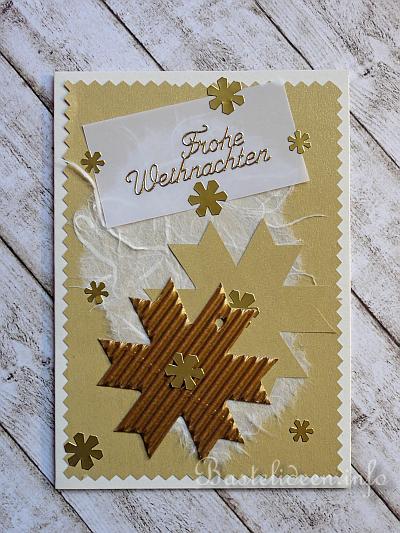 Weihnachtsbasteln - Weihnachtskarte - Schneeflocken in Gold