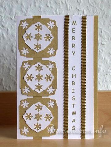 Weihnachtsbasteln - Weihnachtskarte - Schneeflocken in Gold 2