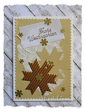 Weihnachtsbasteln - Weihnachtskarte - Schneeflocken in Gold 