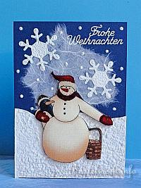Weihnachtsbasteln - Weihnachtskarte - Schneemann mit Pinguin