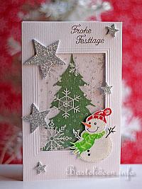 Weihnachtsbasteln - Weihnachtskarte - Schneemann mit Stern