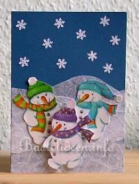 Weihnachtsbasteln - Weihnachtskarte - Schneemänner auf Tour