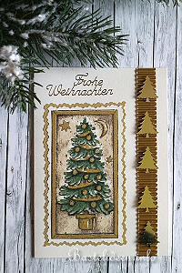 Weihnachtsbasteln - Weihnachtskarte - Weihnachtsbäume in Gold 