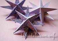 Weihnachtsbasteln mit Papier - 3D Sternen in Lila