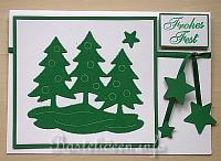 Weihnachtskarte - Frohes Fest - Samt Bäume