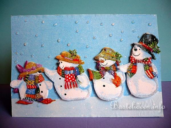 Weihnachtskarte - Schneefamilie