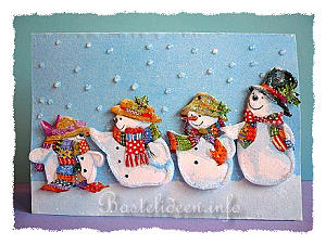 Weihnachtskarte - Schneefamilie 