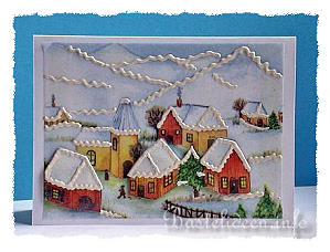 Weihnachtskarte basteln - Winterdorf 