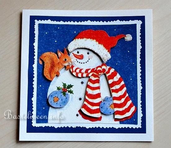 Weihnachtskarte mit Schneemann 3